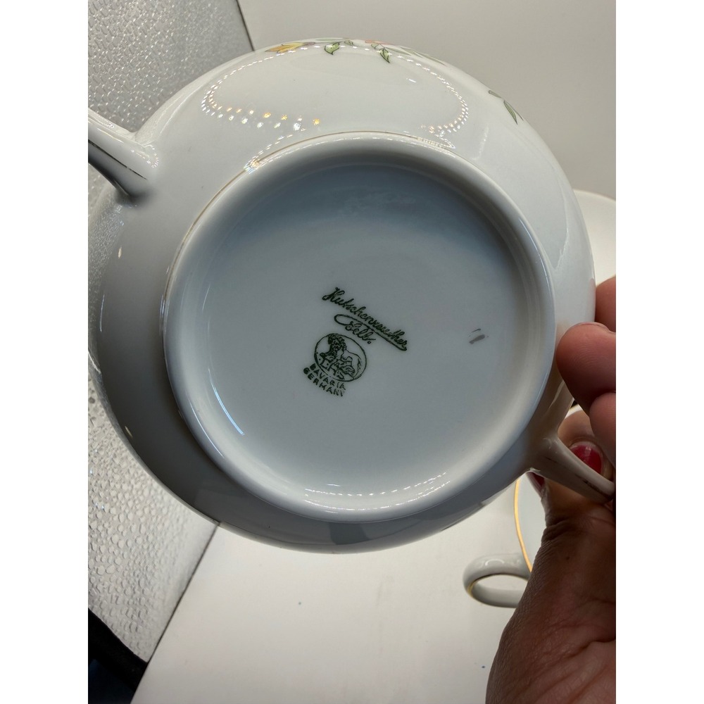 Hutschenreuther Selb Bavaria Floral double handle Soup Bowls and Saucers Germany - Picture 4 of 5